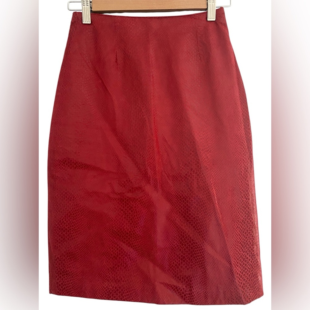Vintage | Wilson’s Leather Red Snakeskin Midi Pencil Skirt